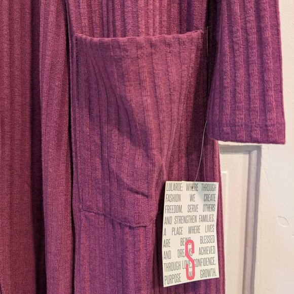 LuLaRoe Sarah Cardigan, size S, new with tags, vertical ribbed pink/purple - Picture 2 of 5